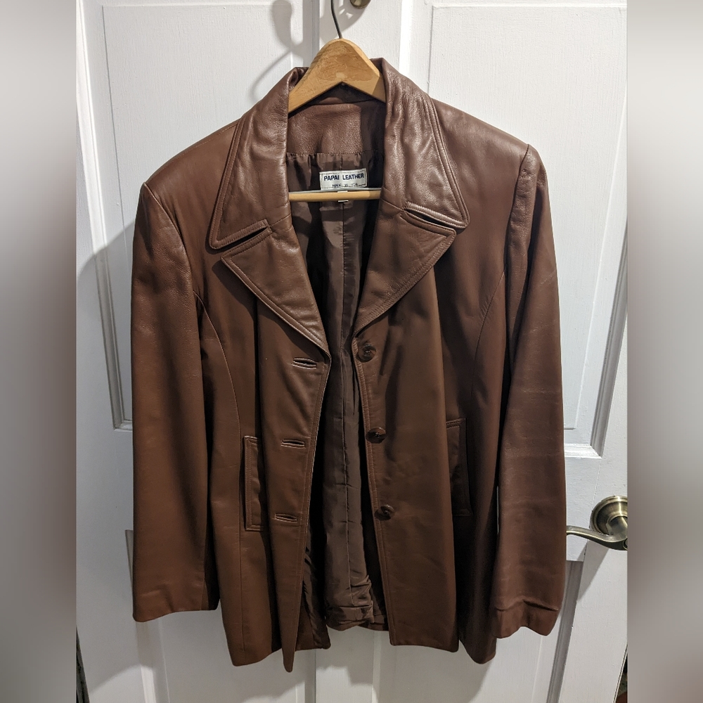 Brown leather jacket